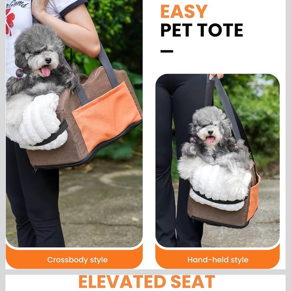 Cozy Brown and White Dog Car Seat - Picture 3 of 7